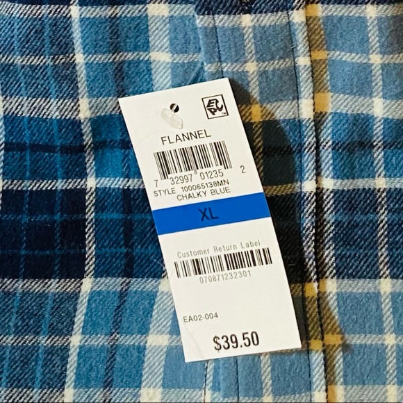 🆕NEW-MEN’S CLUB ROOM BY MACY’S FLANNEL BLUE AND WHITE PLAID BUTTON DOWN SHIRT. - Picture 15 of 16